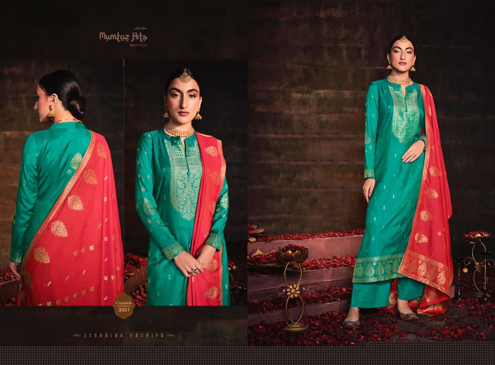 RANGON KI DUNIYA BY MUMTAZ ARTS 3001 TO 3006 SERIES BEAUTIFUL SUITS COLORFUL STYLISH FANCY CASUAL WEAR & PURE VISCOSE DOLA JACQUARD DYED DRESSES AT WHOLESALE PRICE